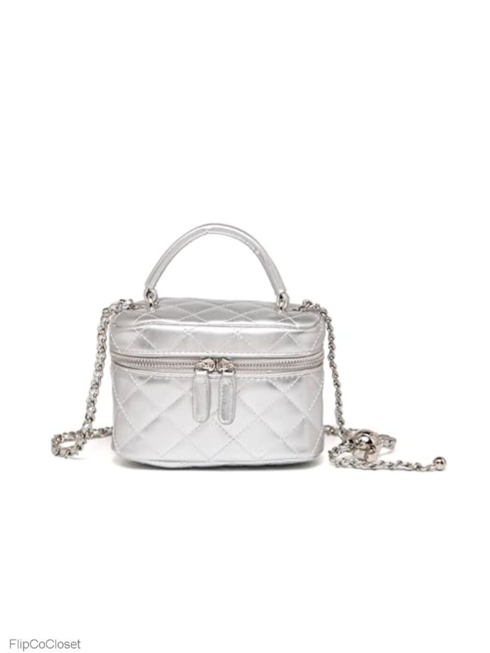 Quilted Vegan Leather Mini Crossbody Handbag Bucket Bag 3-Way Purse
